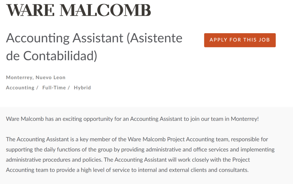 Accounting Assistant (Asistente de Contabilidad)