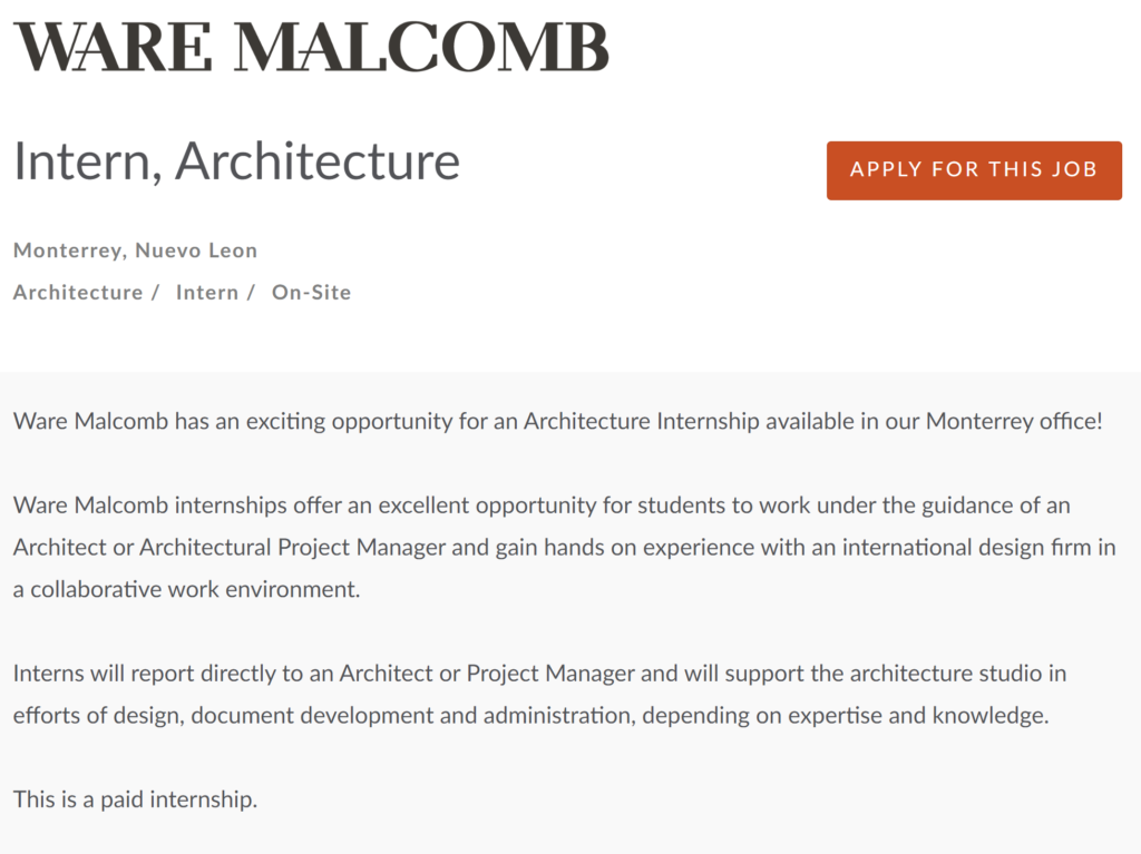 Intern, Architecture