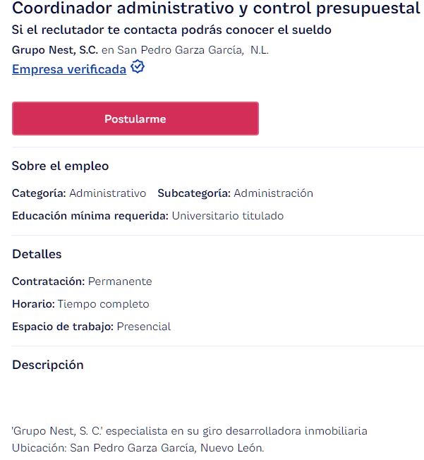 Coordinador administrativo y control presupuestal