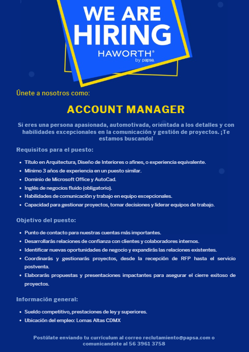 Arquitecta Interiorista – Account Manager