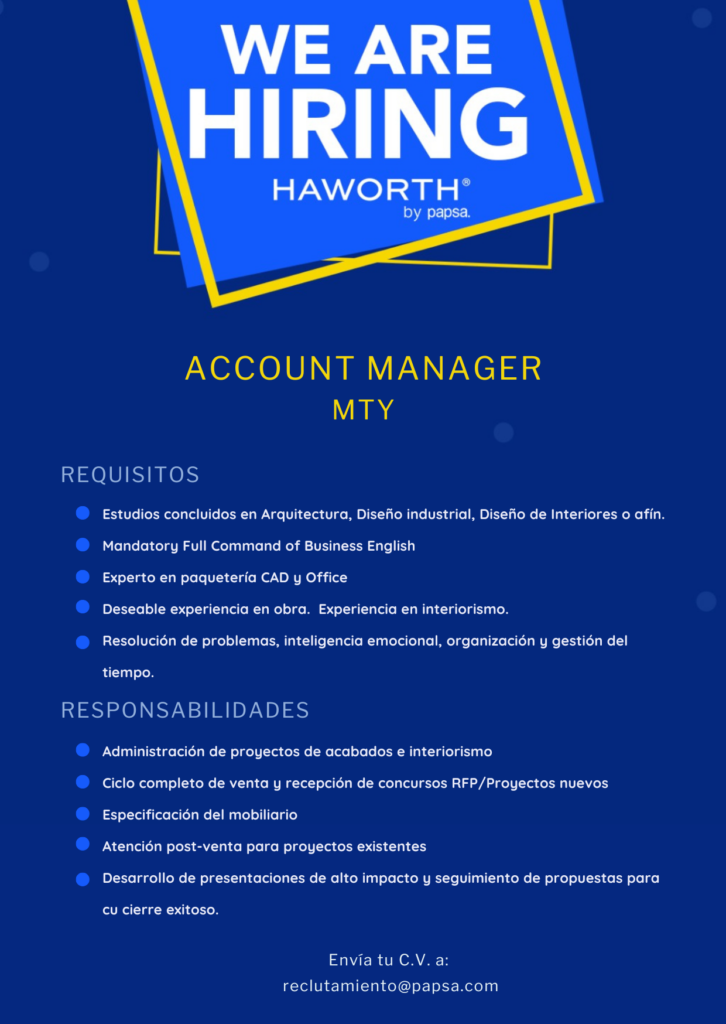 Arquitecta/o Account Manager – Interiorismo Corporativo