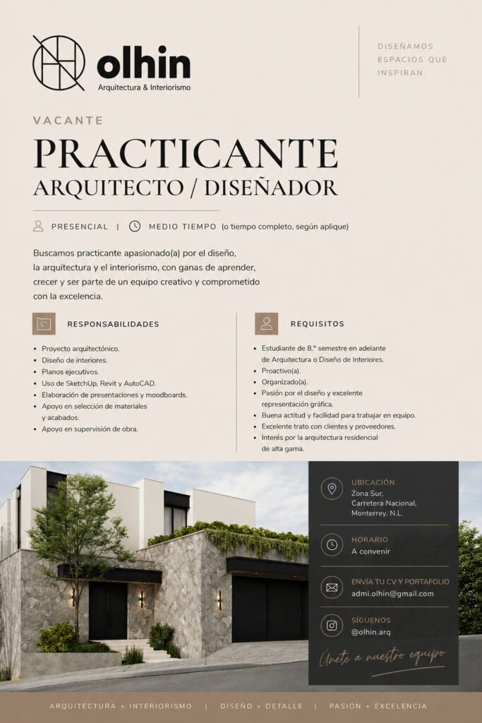 PRACTICANTE ARQUITECTA/DISEÑADORA